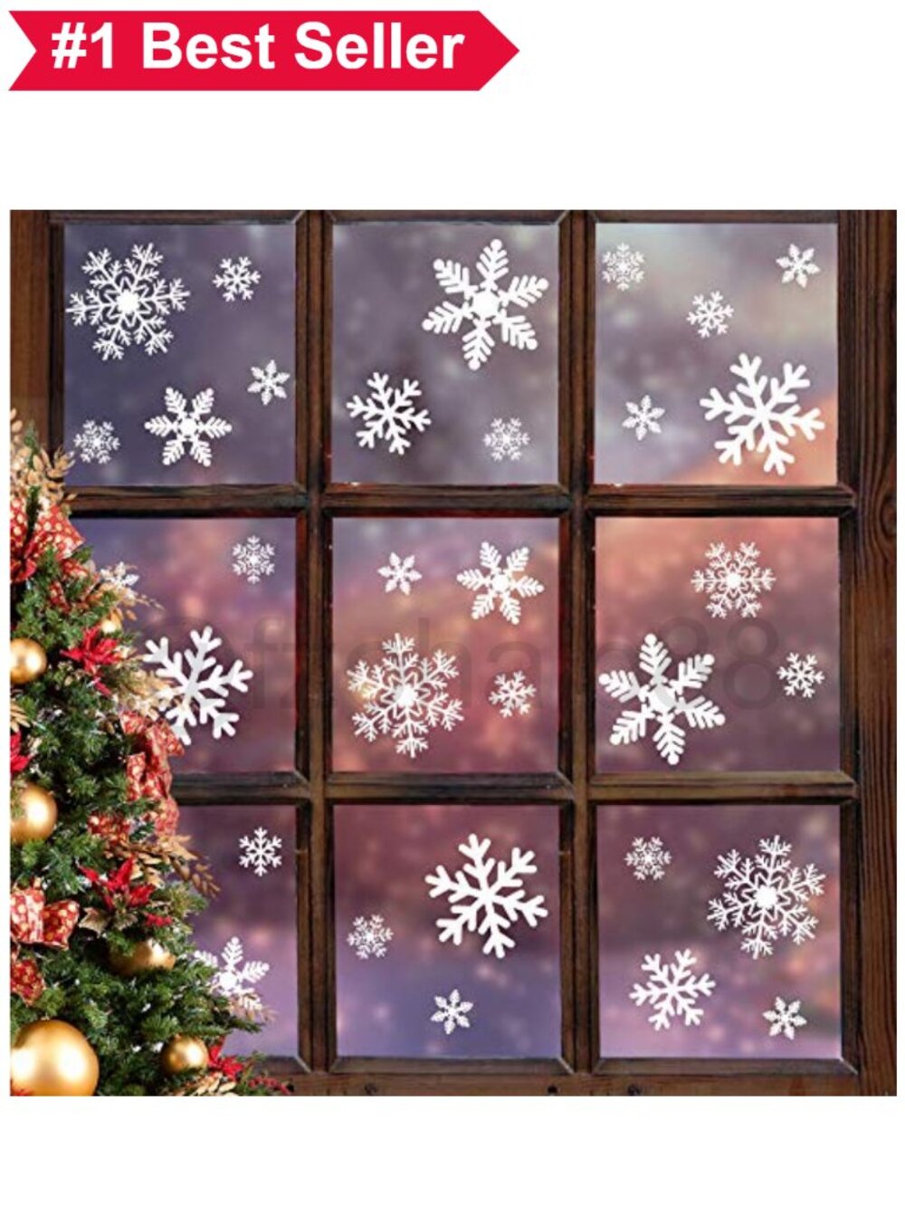 🎄 135Pcs Christmas Snowflakes Window Clings Static Decals Reusable PVC Décor
